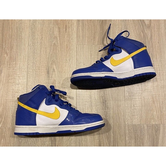 Nike Dunk High 2007 Mens Basketball Sneakers Shoes 317982471 Yellow Blue Size 12 main image 7